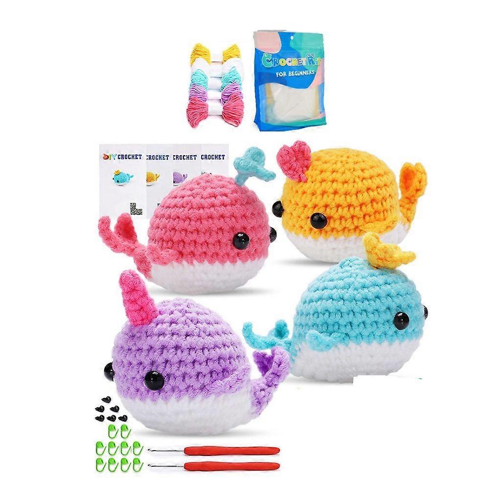 Whale Dolls Crochet Kits for Beginners Hand Knitting Material Package Sewing