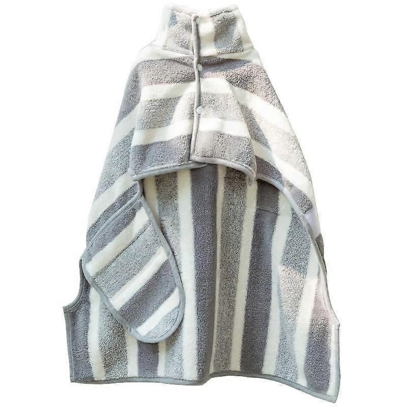 BOOTEELY Pet Polyester Coral Fleece Bathrobe Gray White Stripe Style Size L (Vacuum Packaging)