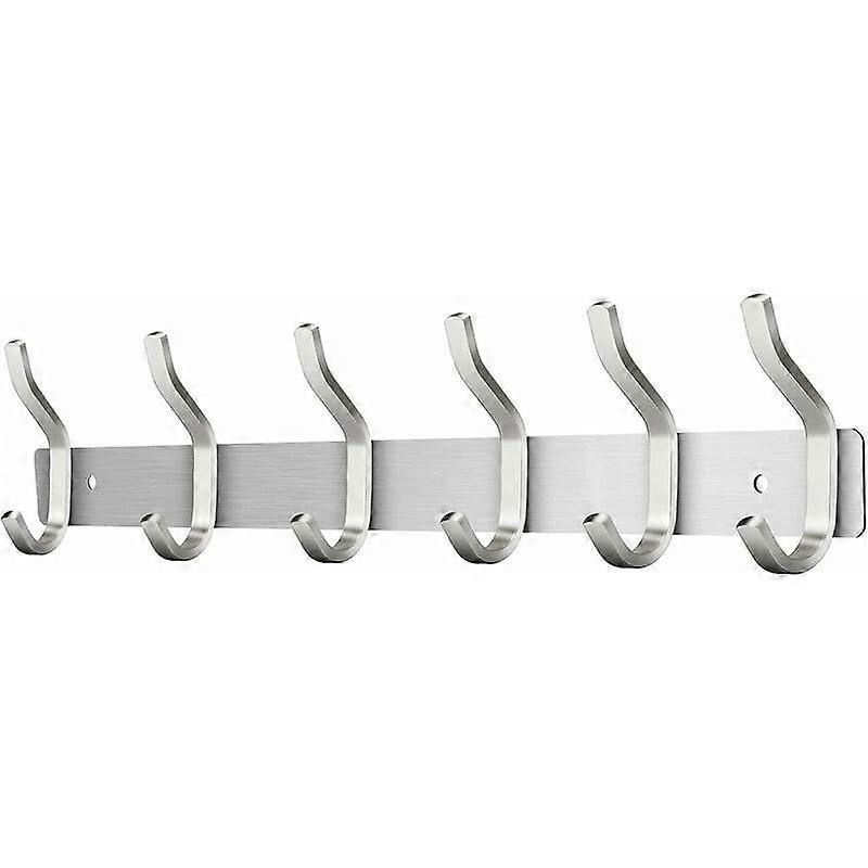 6-Hook Wall-Mounted Coat Rack, Stainless Steel Towel Hook