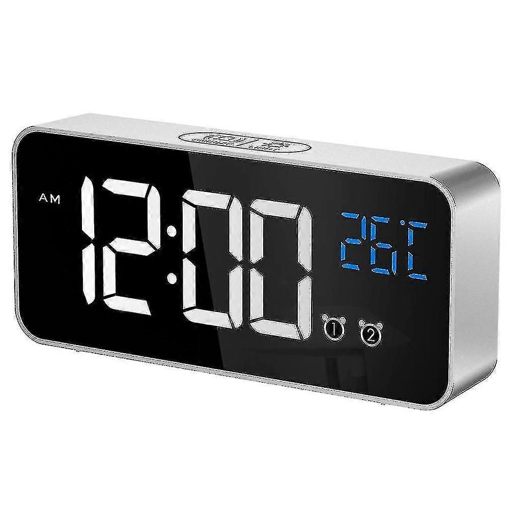 Réveil Numérique LED Avec Double Alarme, Température, Gradation - USB, écran Grand, 16x6 Cm, Jaune