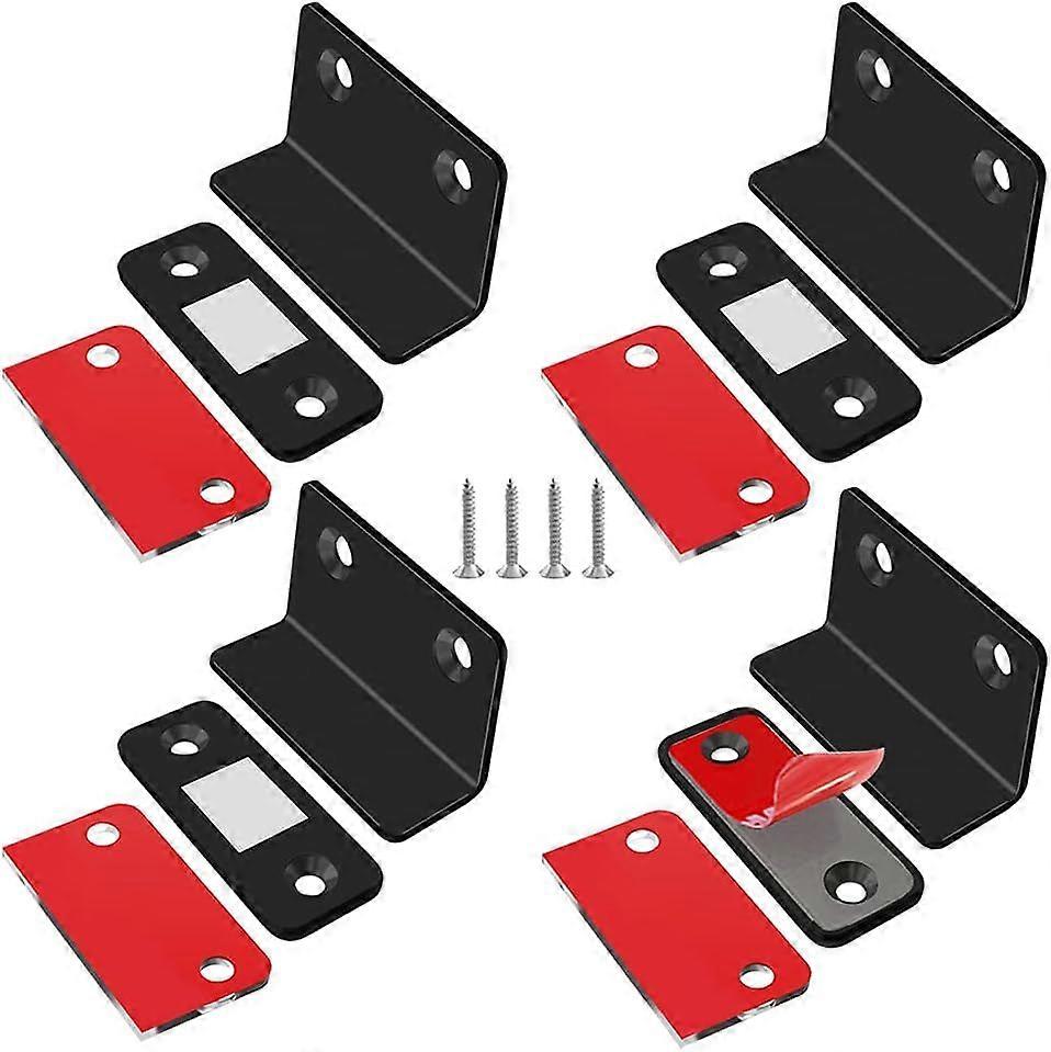 Cabinet Door Magnet Set of 4 Ultra Thin Magnetic Latch Strong Cabinet Magnet for Drawer Door Closer, Cabinet, Furniture, Black