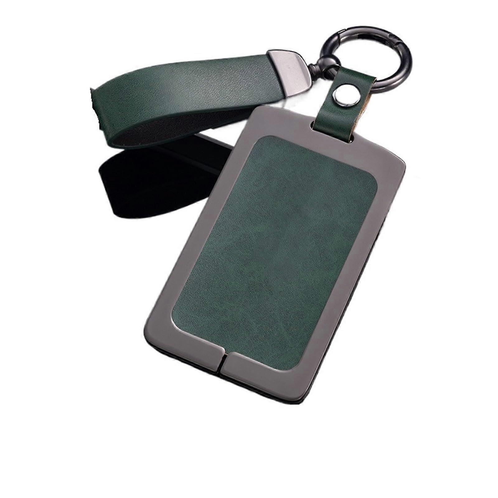 Zinc Alloy Leather Car Remote Key Fob Case Cover Bag Compatible Krypton 001 ZEEKR NFC Card Key Protector Green Keychain