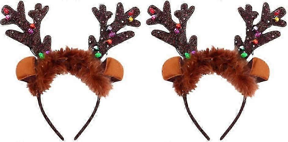 2pcs LED Light Up Reindeer Antler Headband Glow