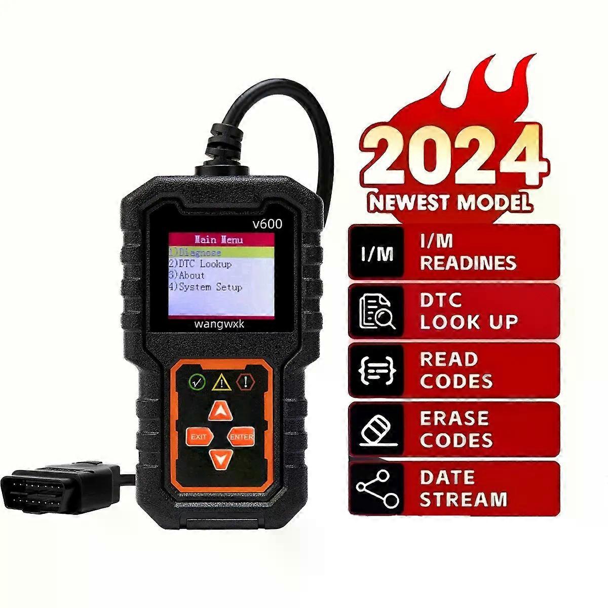 Motorbatterie O2-Sensor EOBD OBD 2 Scanner Fehlercode Klare digitale Anzeige OBD2 Codeleser Autodiagnosewerkzeuge V600