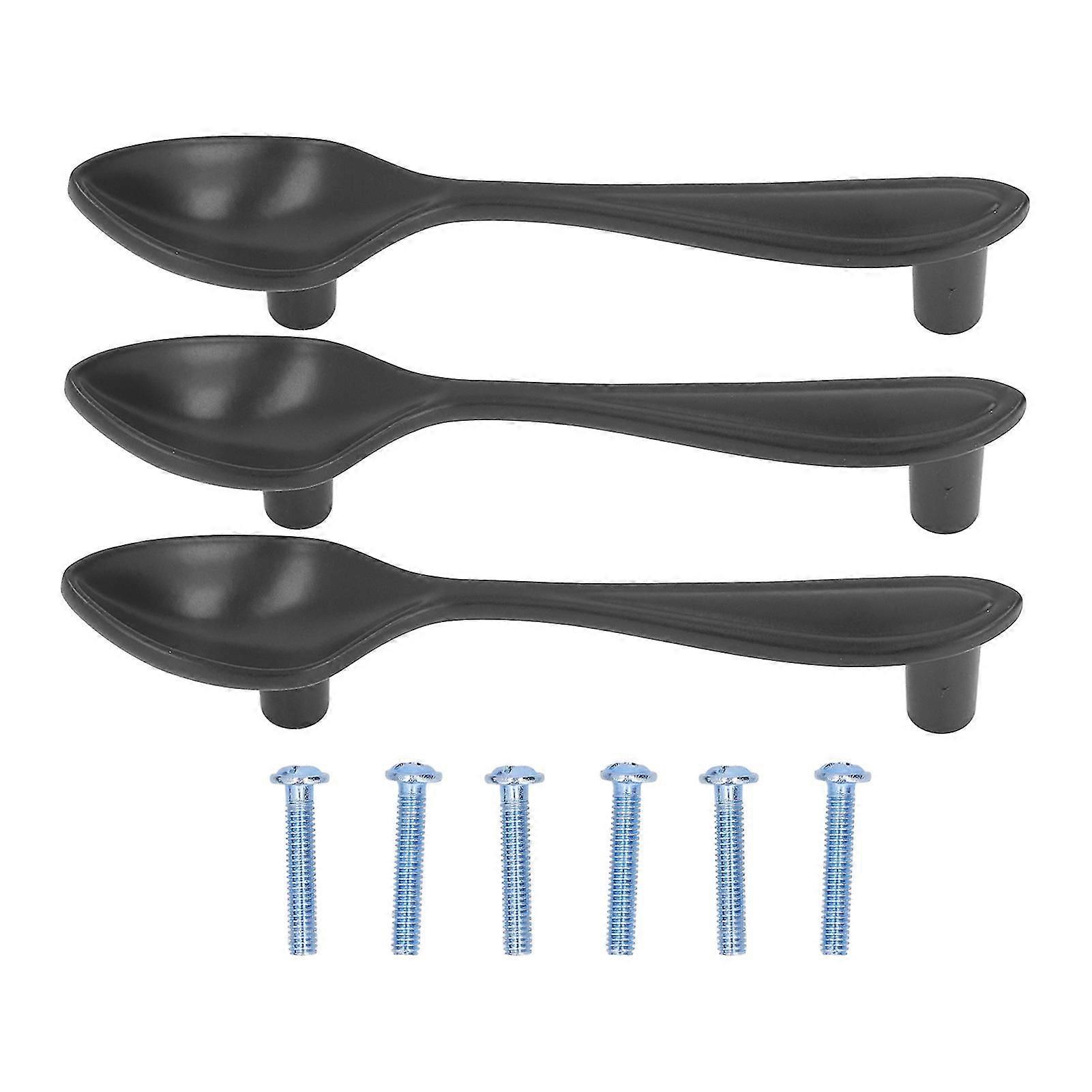 3セットドアハンドル厚みのあるカトラリー食器の形をしたキャビネットプル引き出しワードローブ本棚ブラック