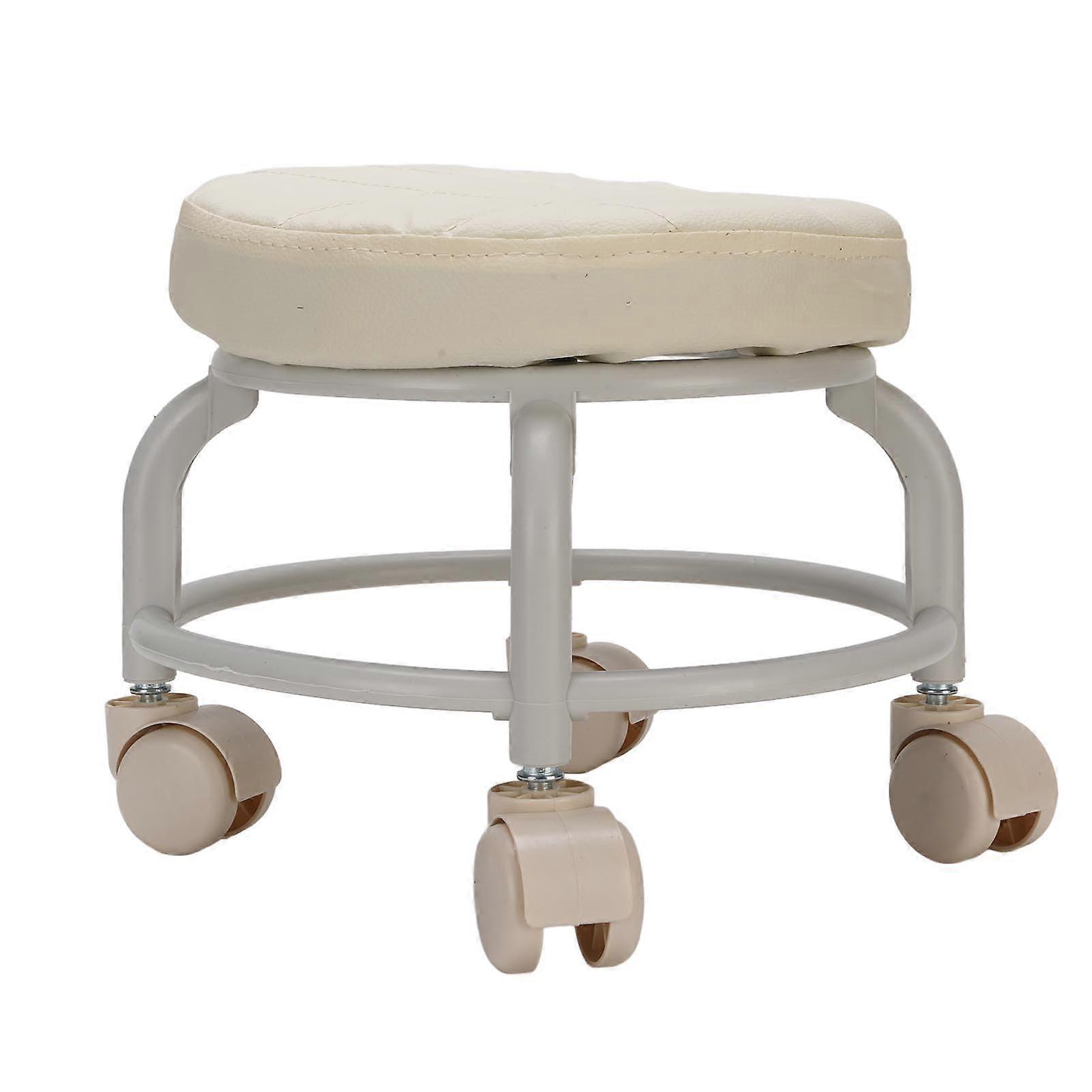 Leather Rolling Stool with 360° Rotation for Home Office, Shock Absorbing, Glide Easy, Perfect for Kneeling and Squatting