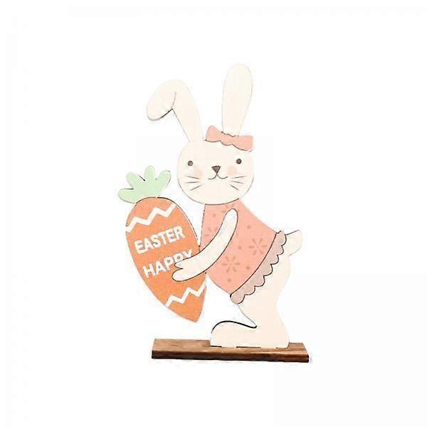 2xCute Easter Standing Bunny Wooden Table Decoration Accessories with Stable