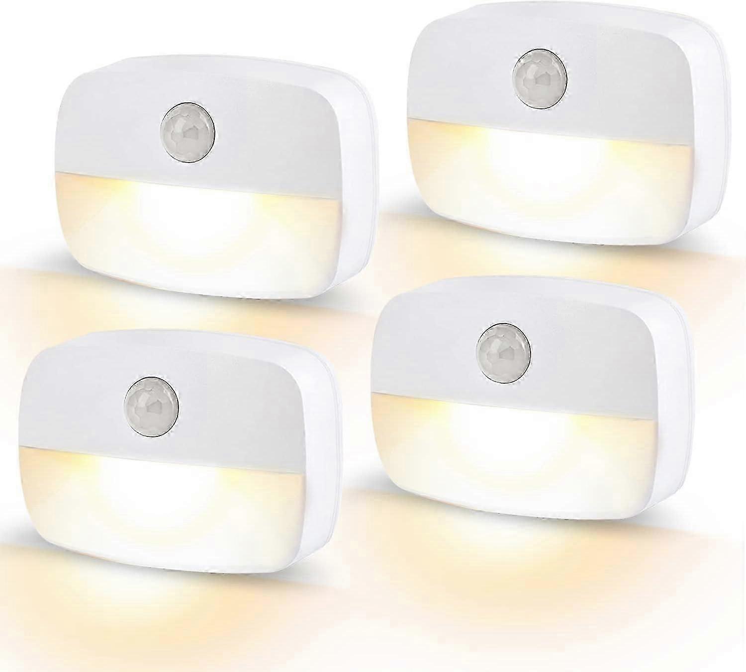 LED Motion Sensor Night Light, [4 Pack] Stick-On Night Light by Battery Powered,Auto/ON/Off Light
