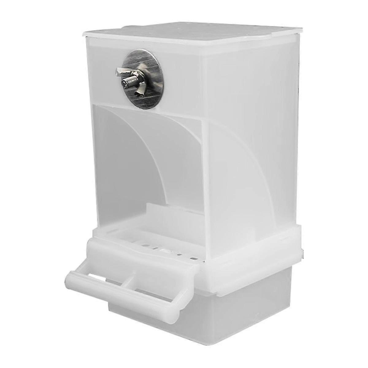 Automatic Parrot Feeder and Drinker with Seed Container for Small/Medium Bird Cages, White Bird Feeder