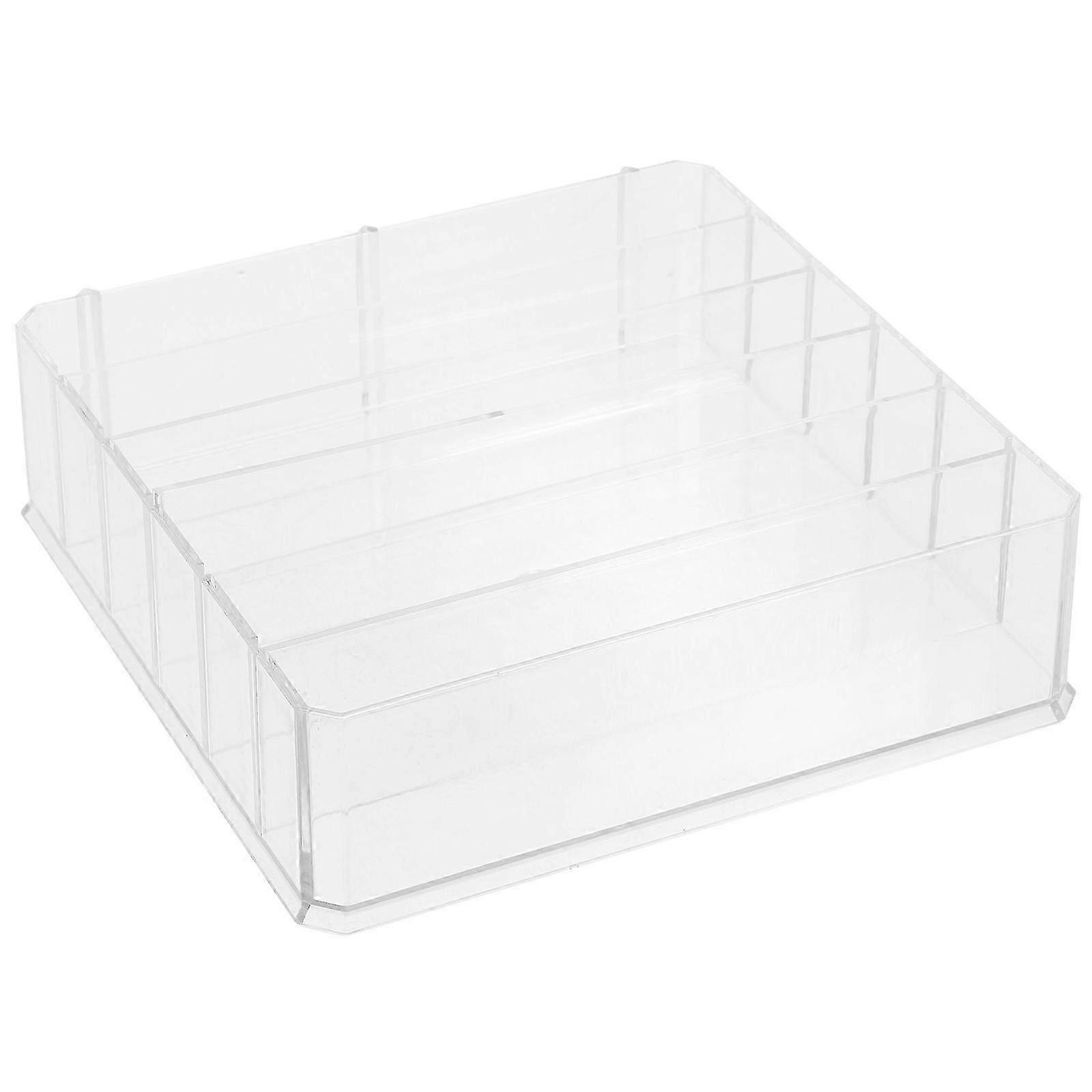 Multi-Compartment Cash Drawer Tray 18x17.8x5cm Transparent Storage Box
