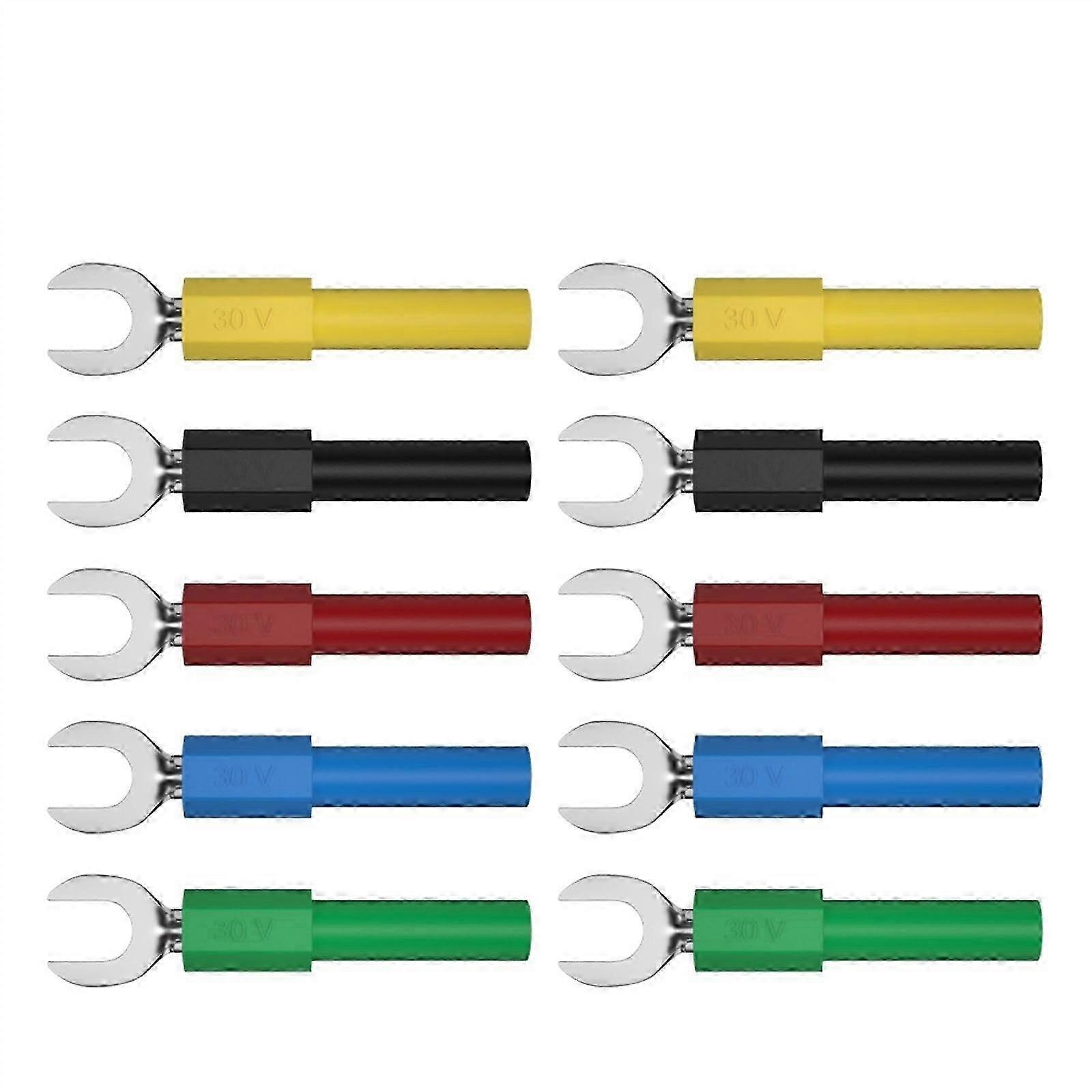 10PCS 6mmフォークスペードワイヤコネクタ-4mmバナナソケット用絶縁圧着端子