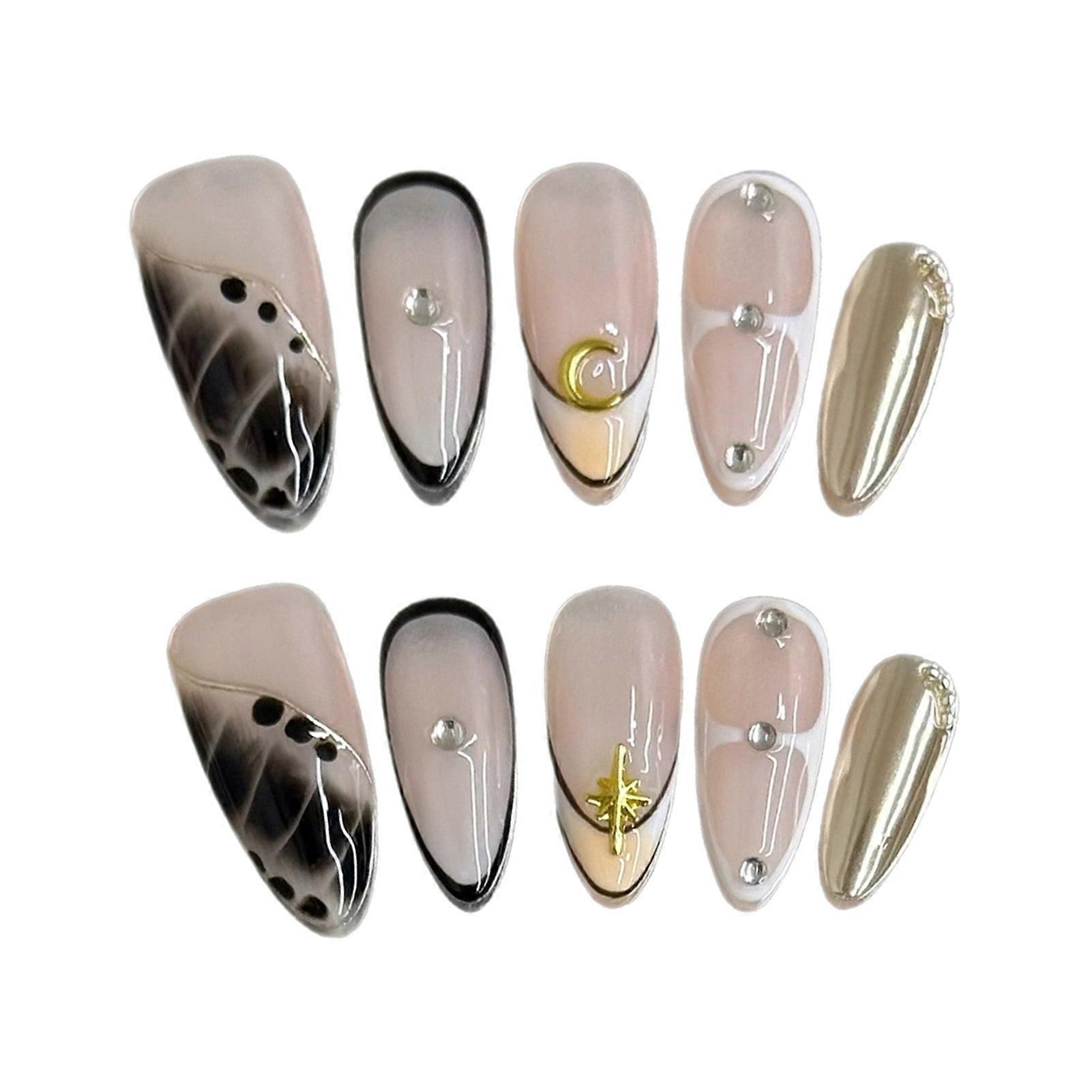 Nude Pink  False Nails with Rhinestone Odorless Provides a Comfortable