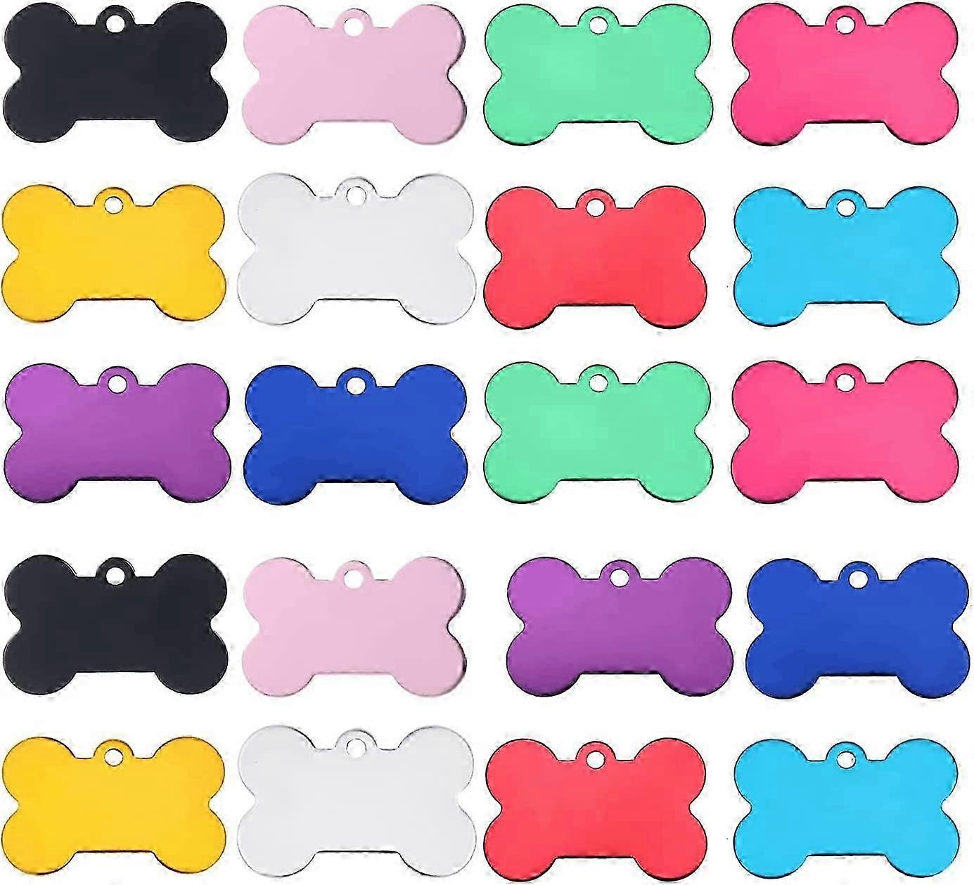 20 Pcs 38MM Blank Bone Shape Pet Identification Tags
