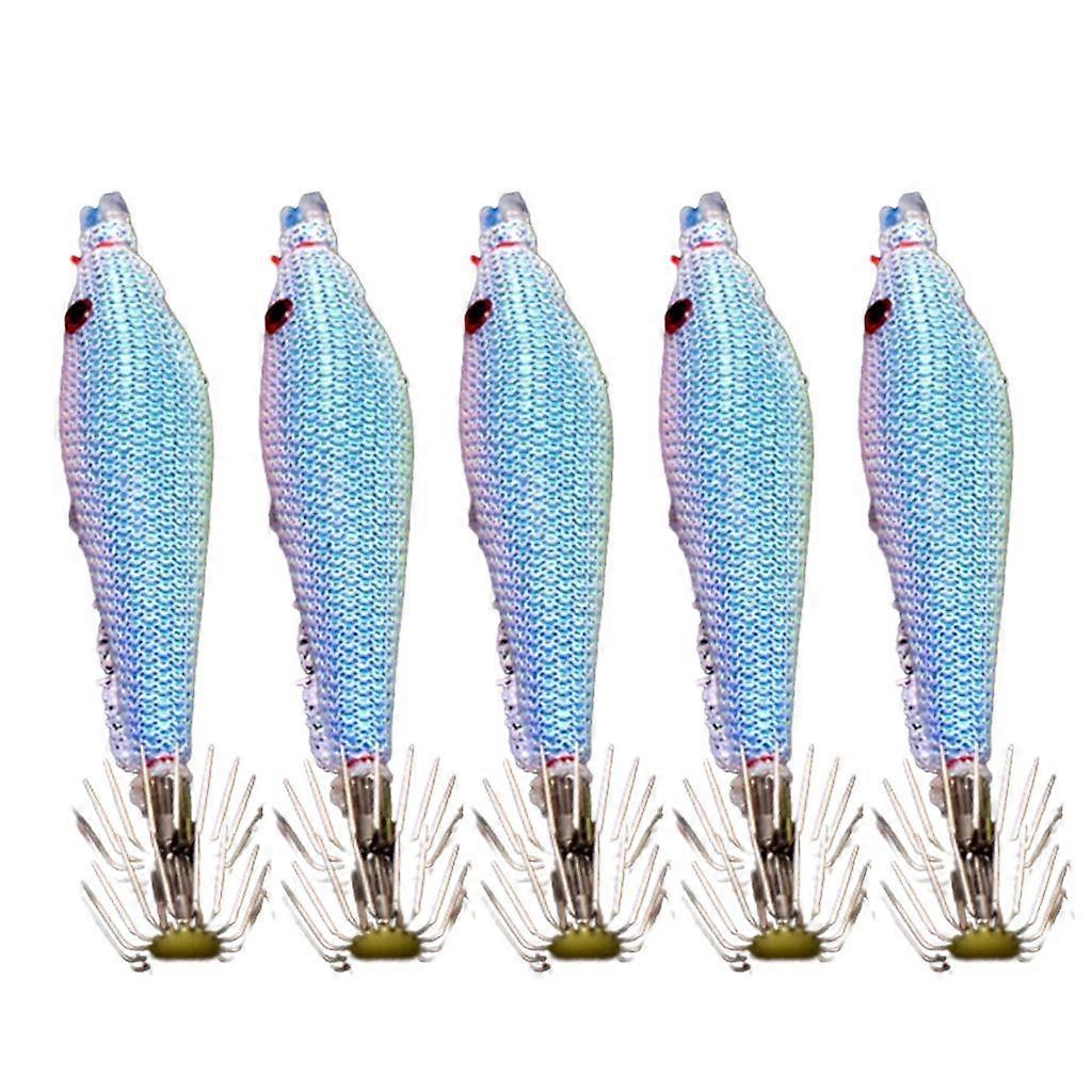 5 Pcs Luminous Squid Jig Hooks Fishing Cuttlefish Sleeve Squid Jig Baits