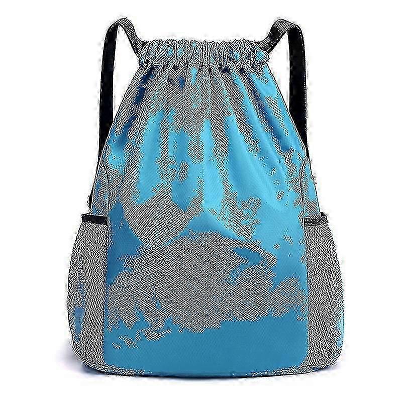防水ナイロンジムサックパックバックパック - レイクブルー