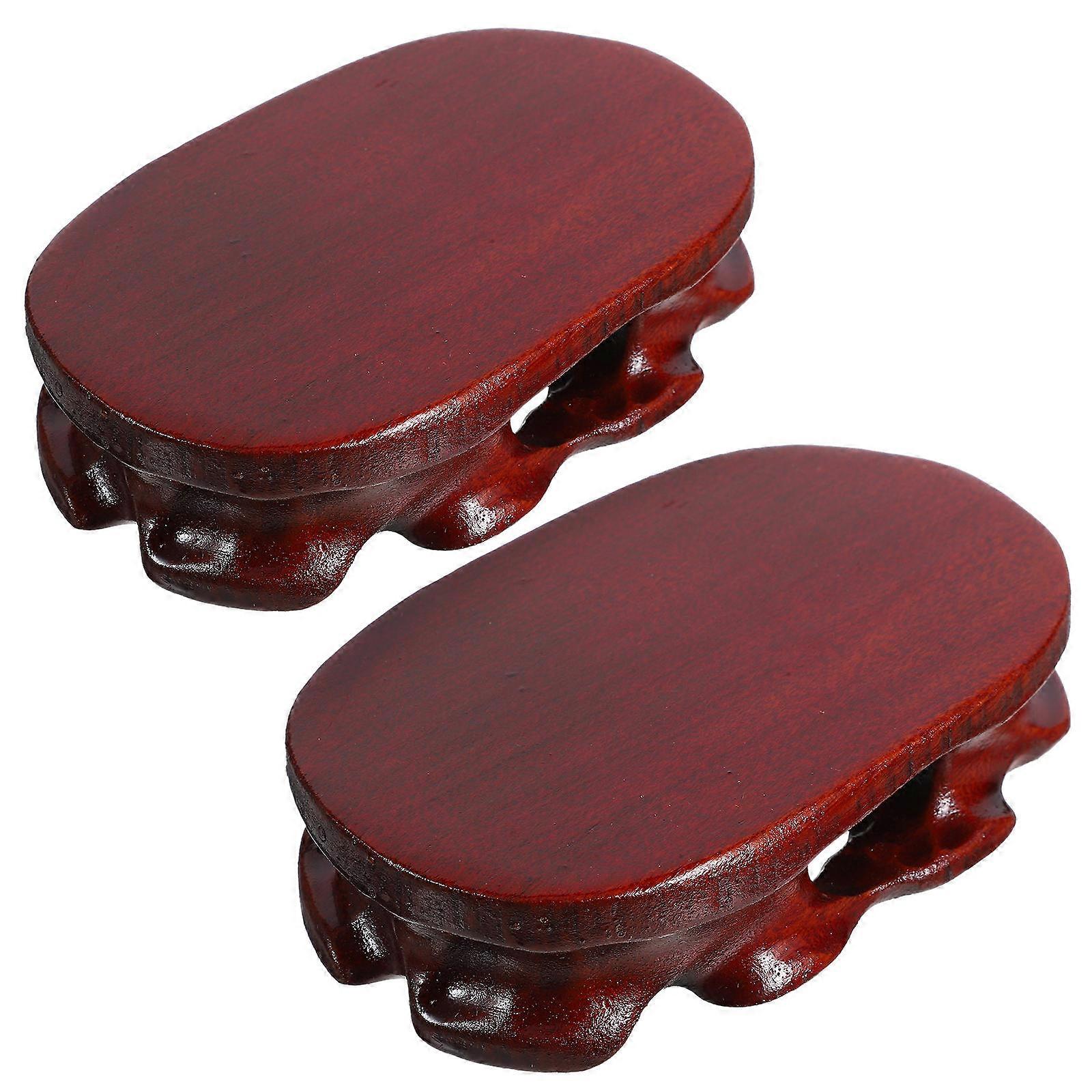 Here's a polished product description based on your input:
**2pcs Oval Wooden Display Stand Rustic Craft Display for Statues, Flowerpots &