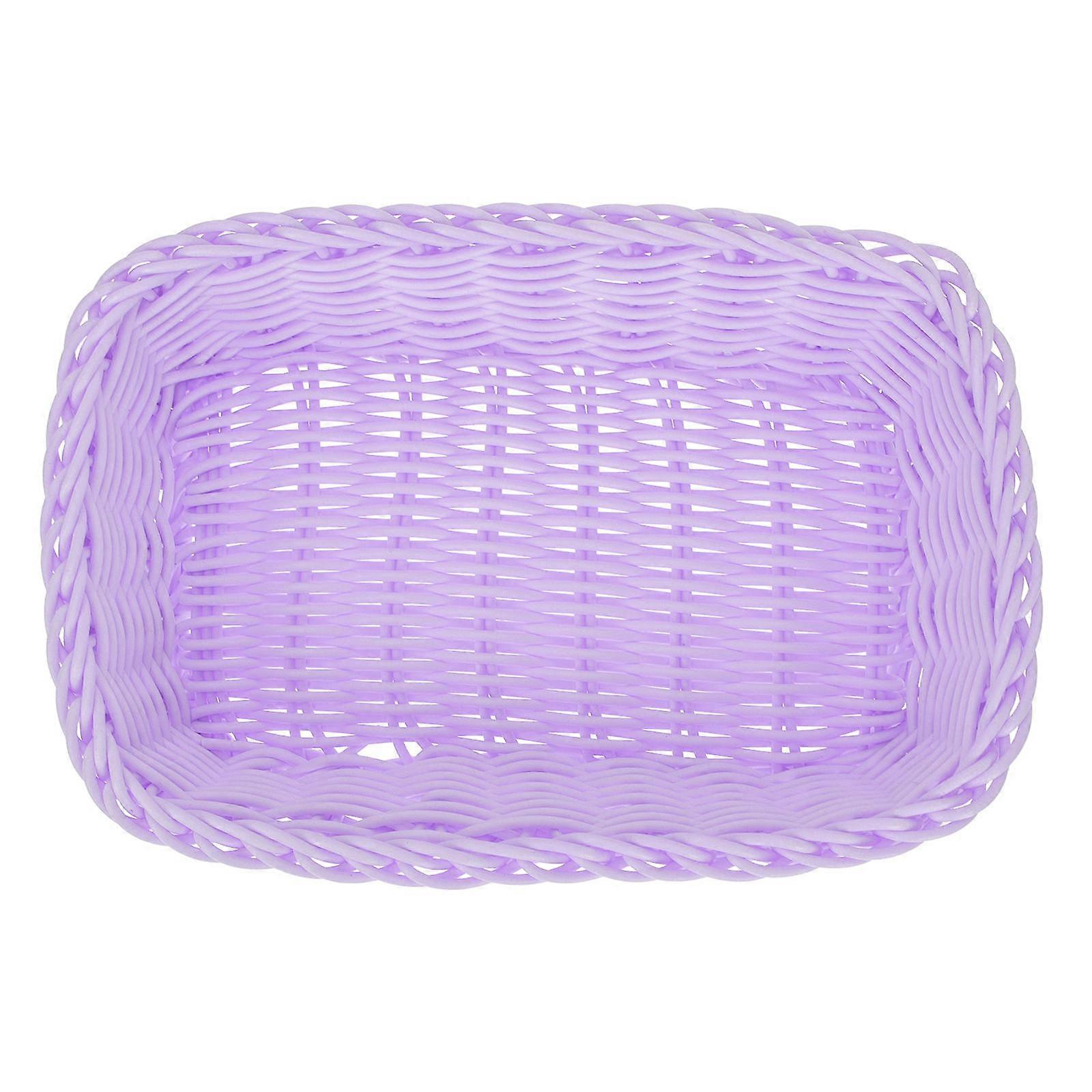 Elegant Woven Storage Basket in Macaron Purple – Multipurpose Desktop Organizer for Home and Office Use