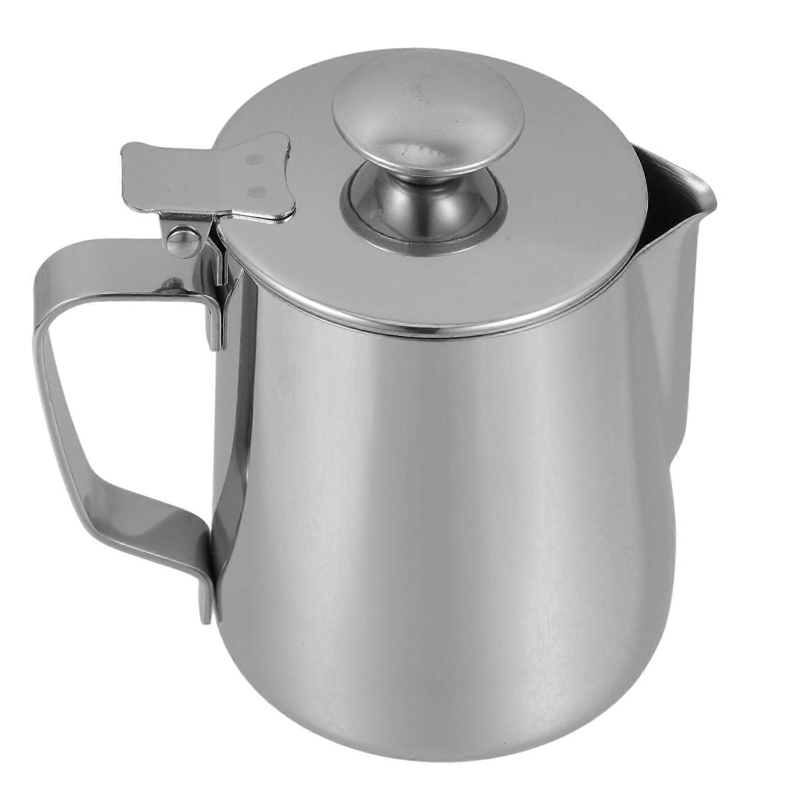 Milk Pitcher with Humanized Handle and Mouth Design for Kitchen Use 350 ML Silver Stainless Steel