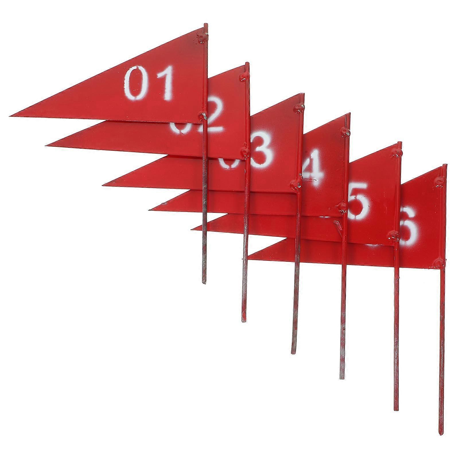 6pcs Durable Garden Marking Flags with – Bright Red Triangular Flags for Lawn Sprinkler Location, Outdoor Irrigation, Surveying, and Plant Protection