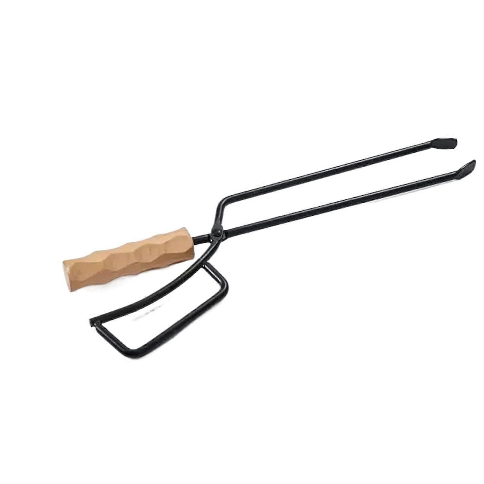 Carbon Clips Duckbill Charcoal Tongs With Solid Wood Handle Brown Carbon Steel Grill Clamp