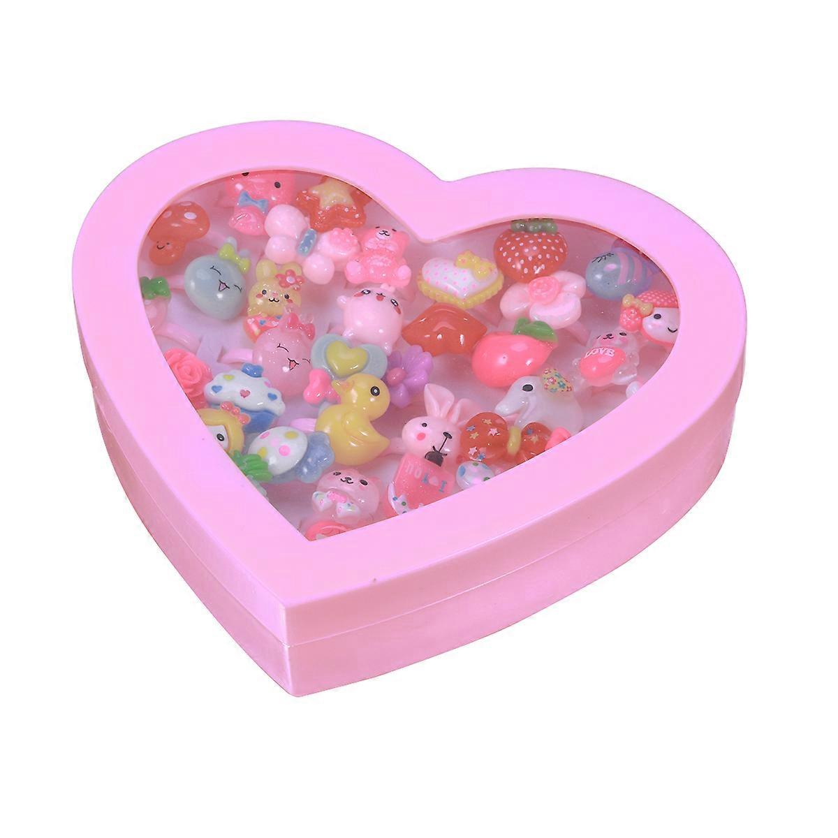 女の子のためのジュエリー樹脂素材かわいいリング遊び着せ替えアクセサリー子供の誕生日パーティーは、盛り合わせ色36個を好意