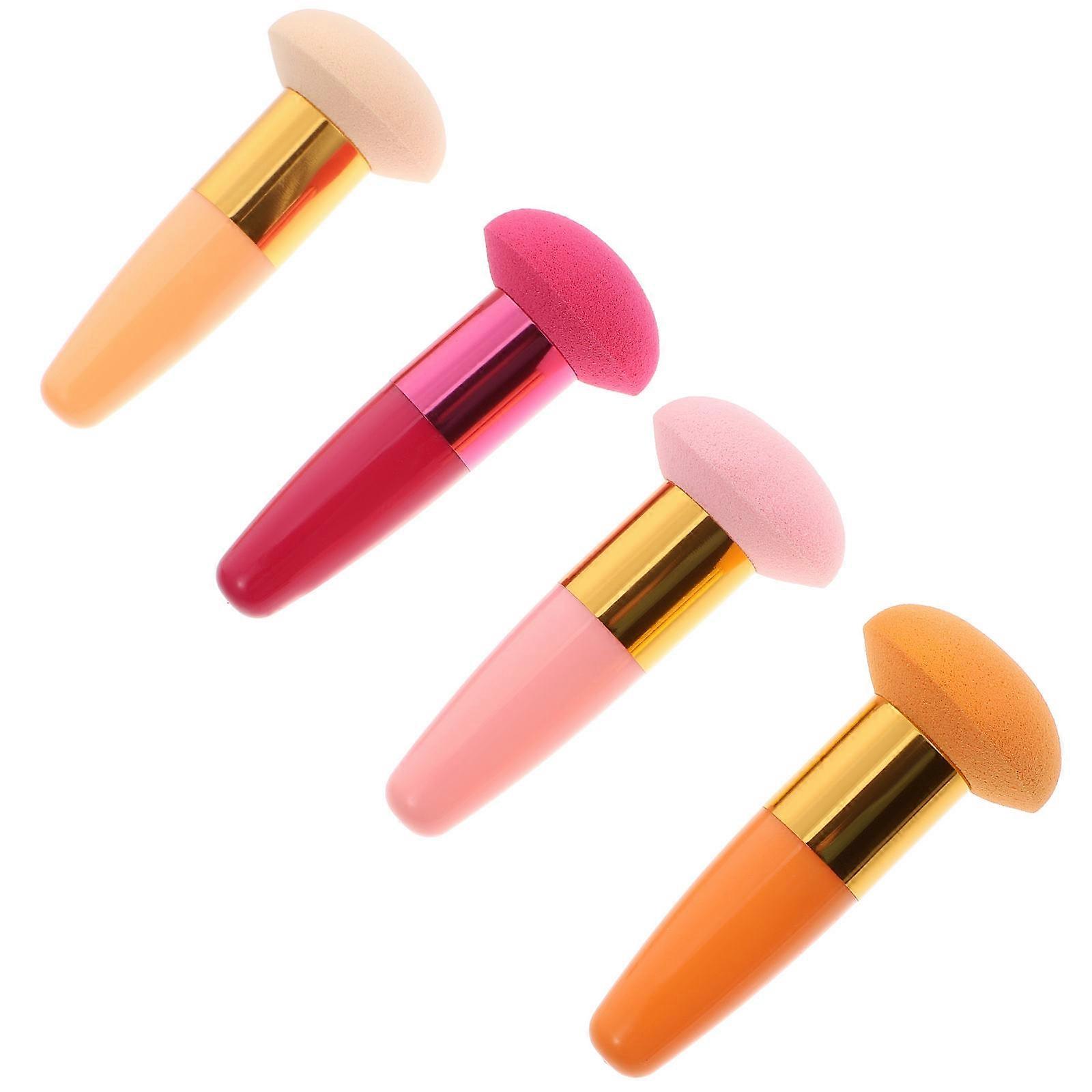4Pcs Simple Practical Latex Puff with Handle for Women's Foundation Cosmetic Makeup Use