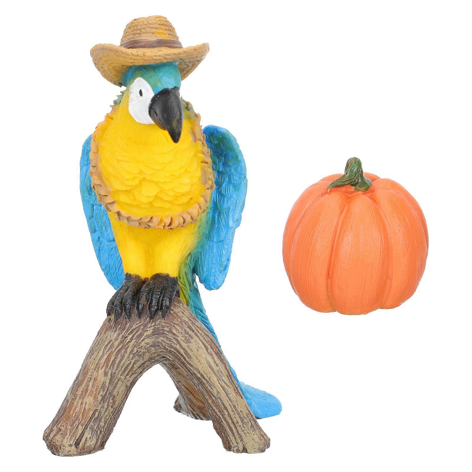 Thanksgiving Decor Parrot Statue Garden Ornament Assorted Color 8.5x6.5cm 1Set