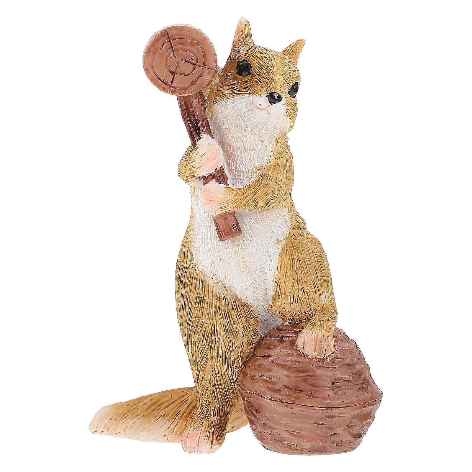 Creative Cute Simulation Squirrel Ornament Home Decor Multi Colored Resin 1Set