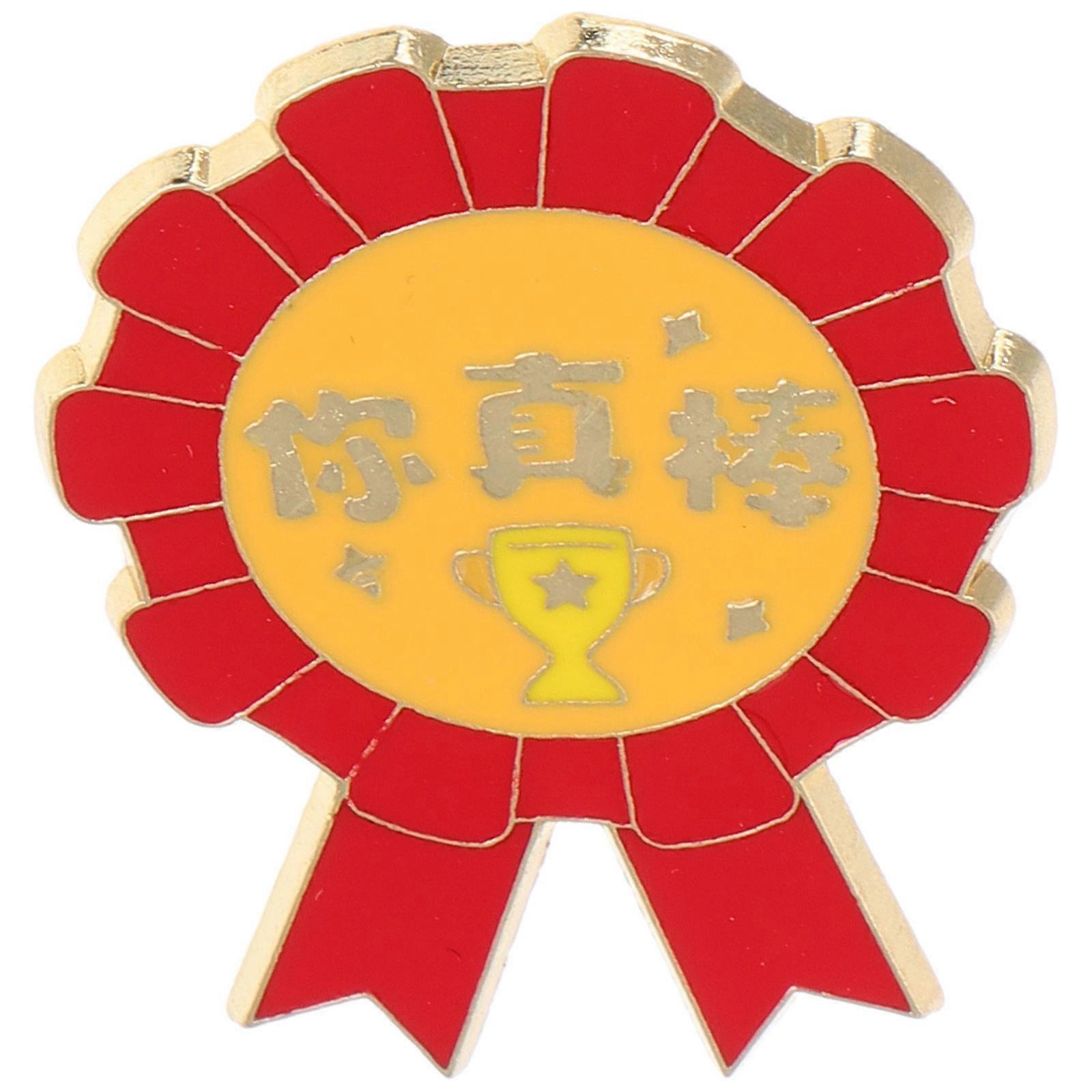 Kindergarten Graduation Medal Kids Brooch Party Favor Badge Lapel Pin Red Flower Shape 1Set