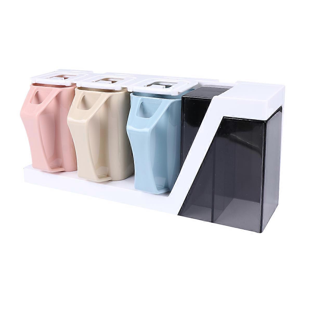 Bathroom Toothbrush Holder Wall Mounted Storage Rack Rectangular Household Assorted Color 1Set