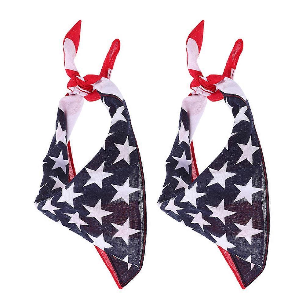 Patriotic Symbol American Flag Bandana Neckwear Accessory for Clothing Assorted Colors Square Simple Design 2Pcs