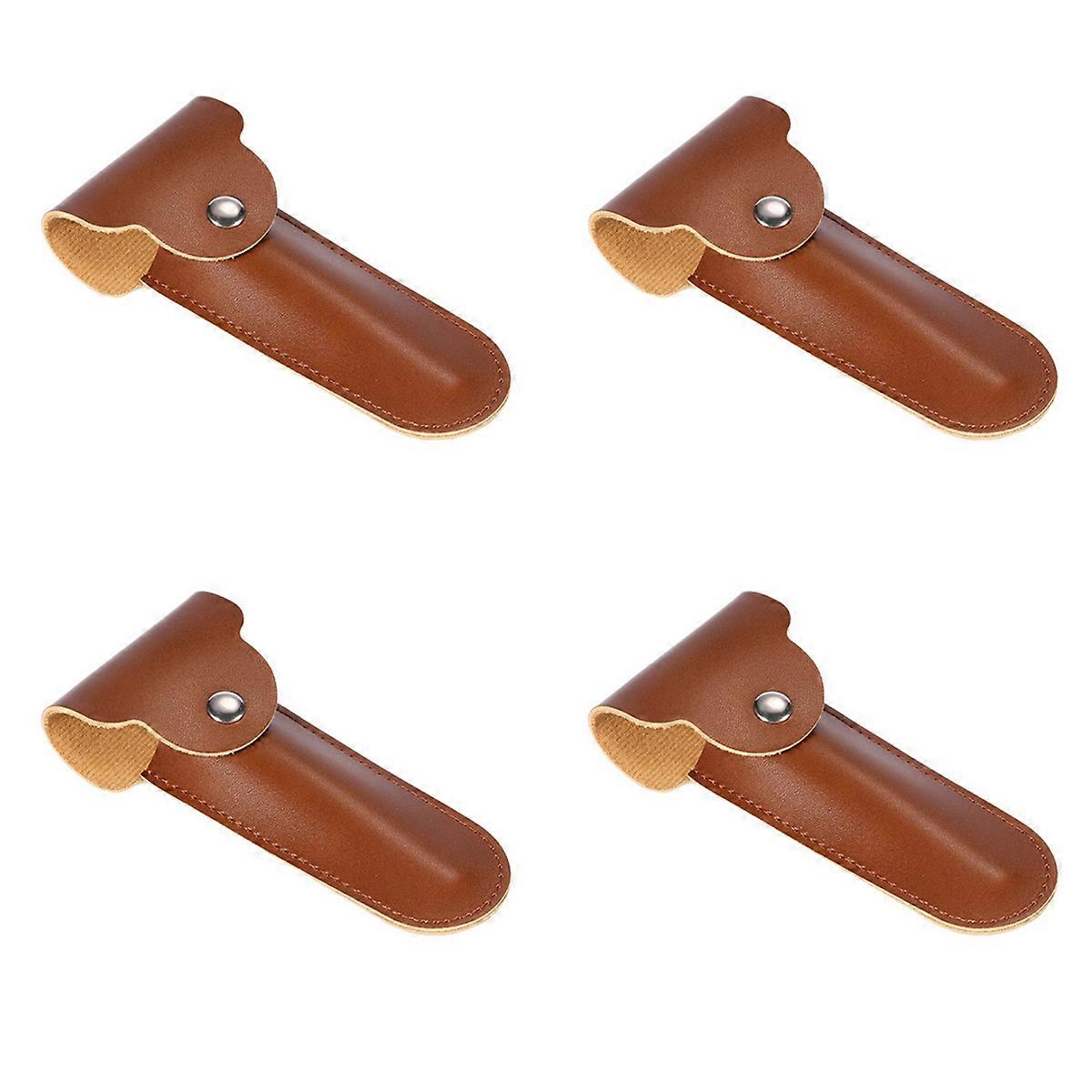 4X Case Travel Holder Manual Double Edge Safety Razors Container PU Leather Bag