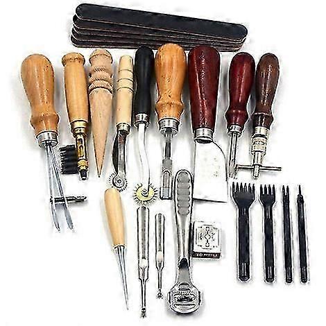 DIY Handmade Leather Tool Set - Hand Stitched Art - 10 Style Set 18 Pieces