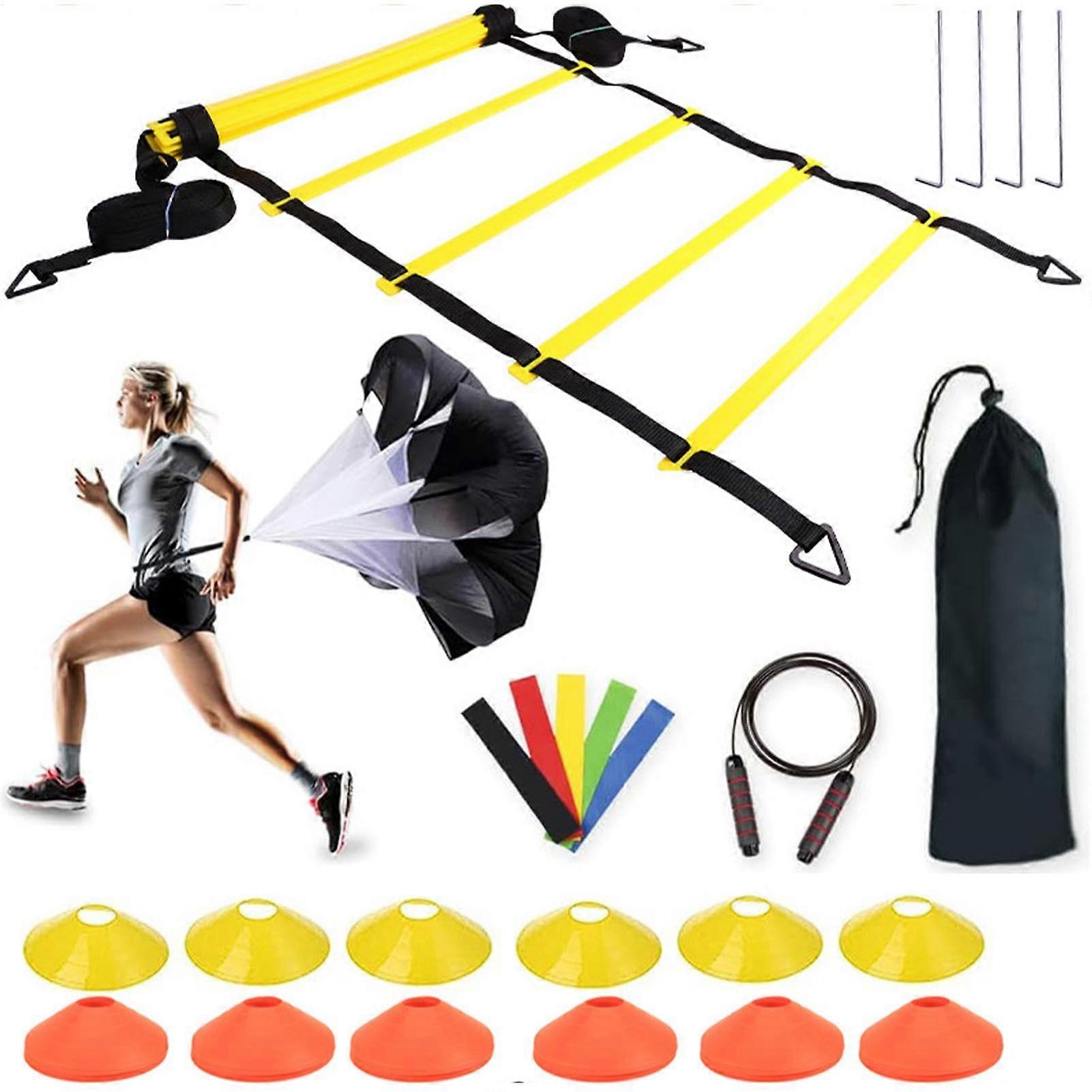 FußballTrainingsgeräteSet – agility ladder, cones and parachute for soccer, basketball