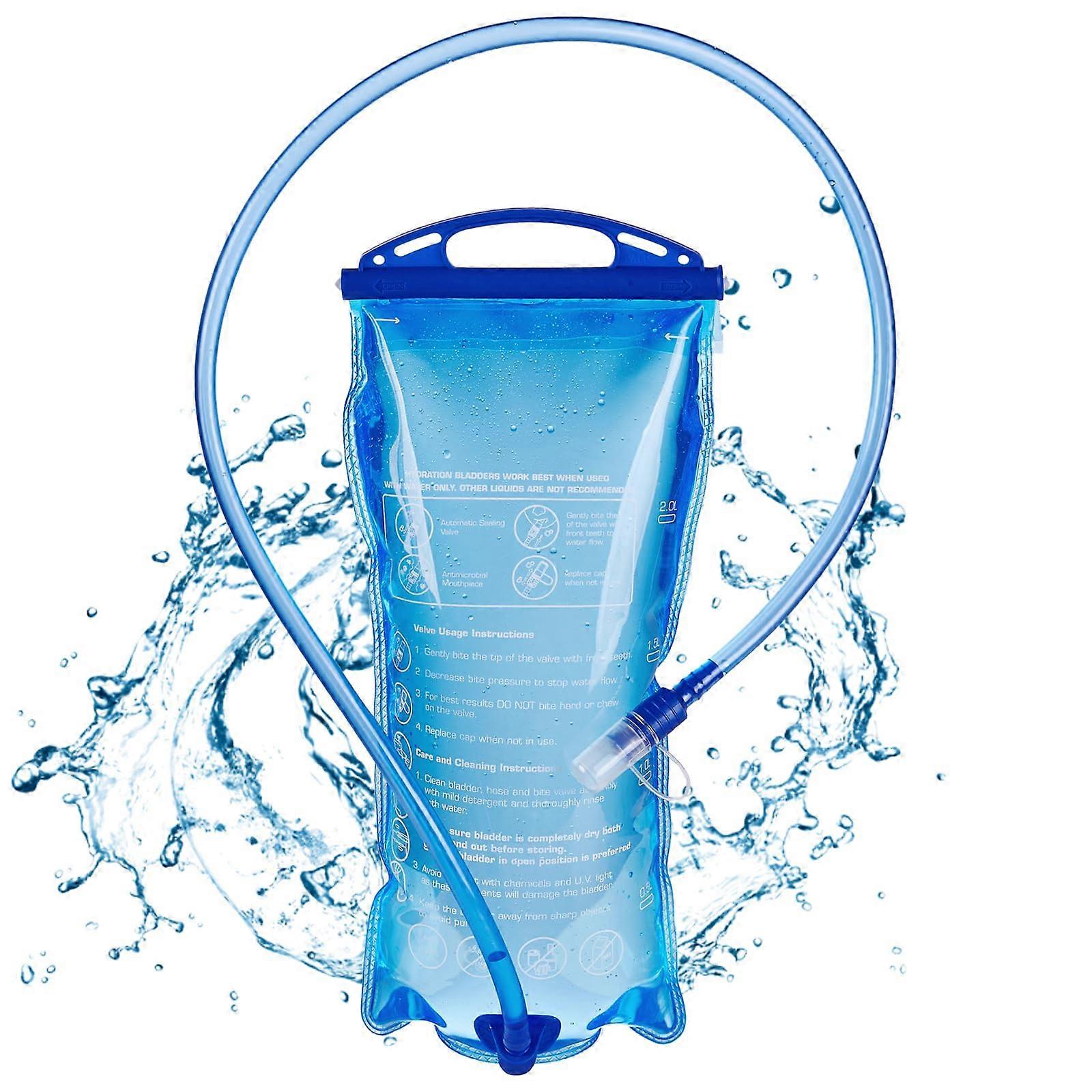Hydration Bladder 2L BPA-Free Water Bladder For Backpack With Drinking Tube Cycling Hiking Large Capacity Blue