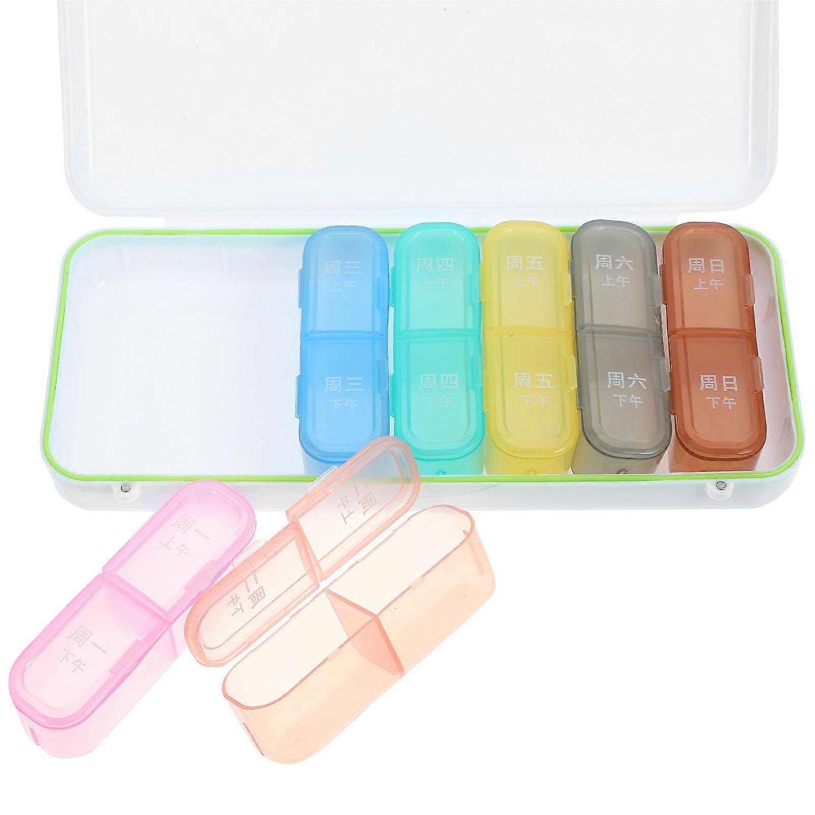 Organizer Case Portable Container Medicine Organizer Rectangular Shape Storage For Elders Daily Use 1Pcs