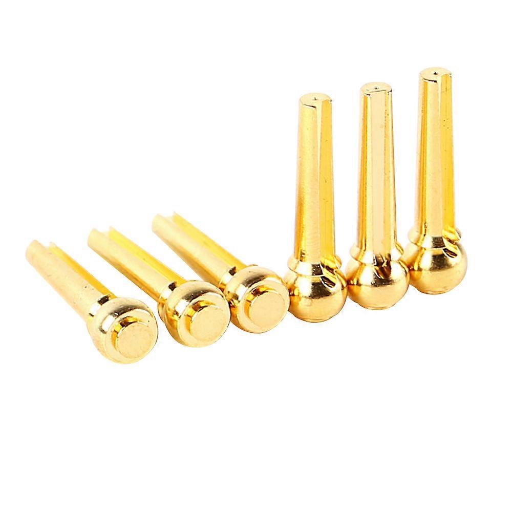 Gitarr Tillbehör Gyllene Cylindriska Stallstift Stärka Svep Plockvolym För Klassisk Gitarr 6st