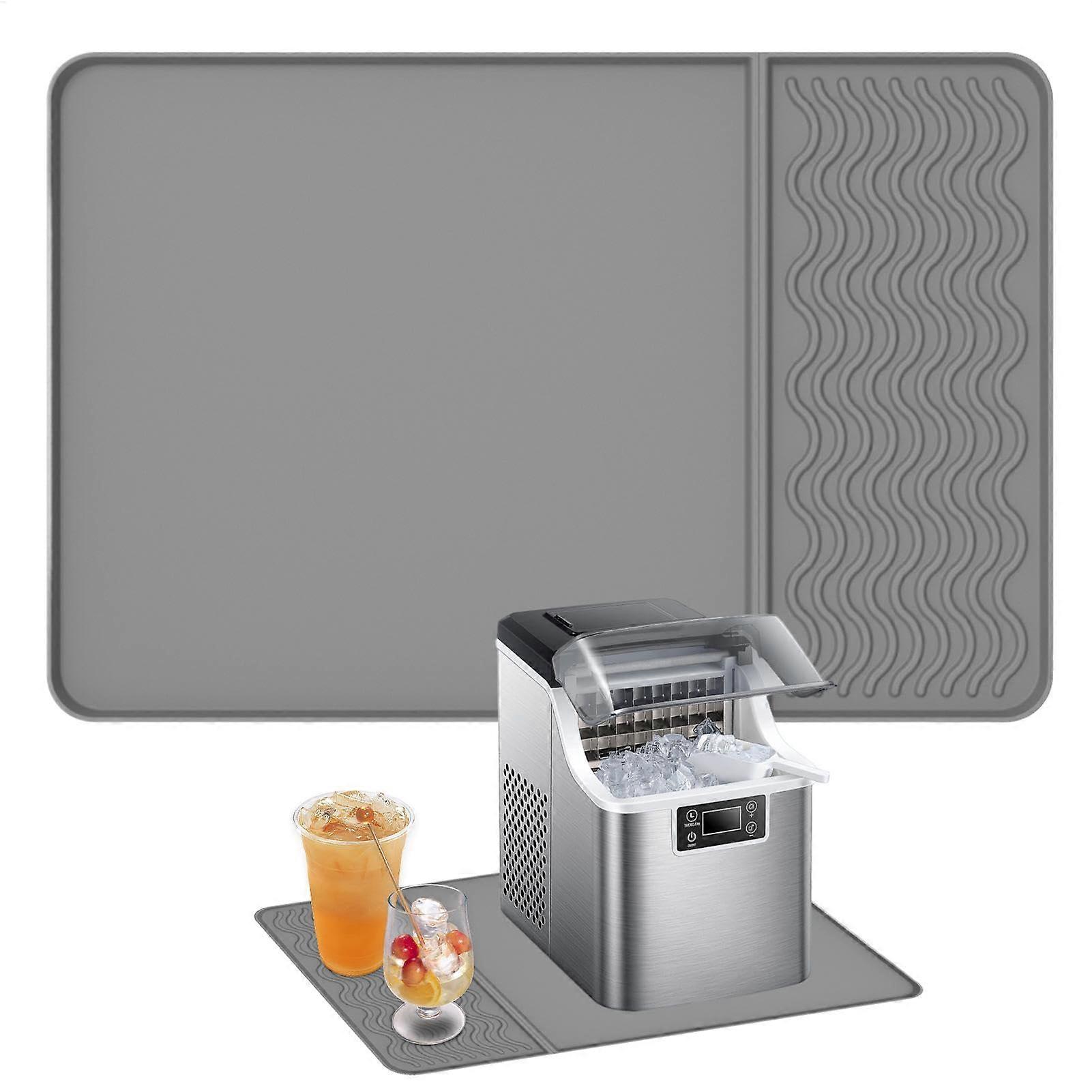 Portable Ice Maker Mat, Non-Slip Silicone Pad for Espresso Machines, Kitchen Drying Mats, Grey Countertop Protector