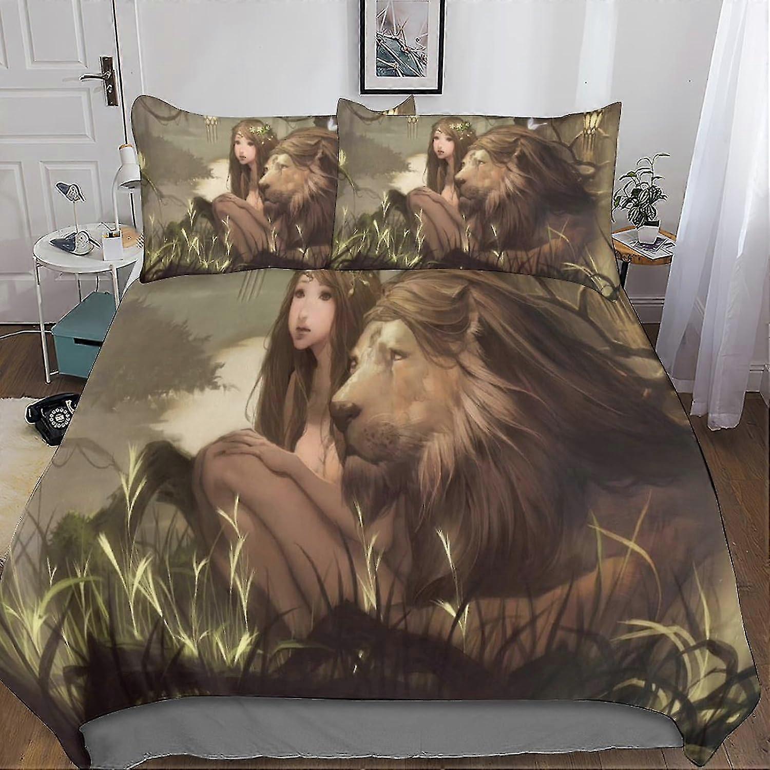 Conjunto de capa de edredom com estampa de animal de desenho animado para crianças e adolescentes, conjunto de cama de microfibra ultra macia, 3 peças com zíper