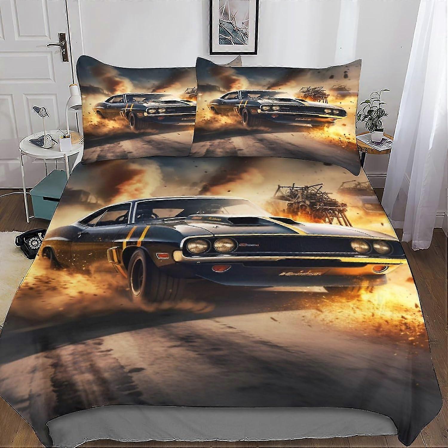 Premium Hidden Zipper Closure Duvet Cover Set - Vibrant 3D Print Microfiber Movie Bedding, Complete 3-Piece Set with Pillowcases, Suitable f
