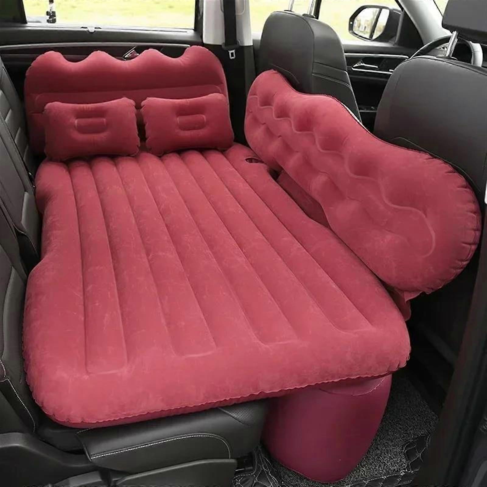 Car Air Mattress Inflatable Travel Bed Sleeping Pad Outdoor Camping Sofa Bed (Red)