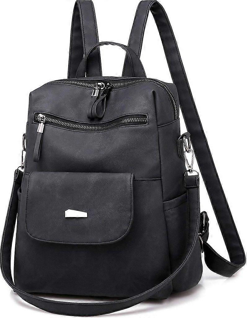 Women's backpack, elegant, faux leather backpack, black
