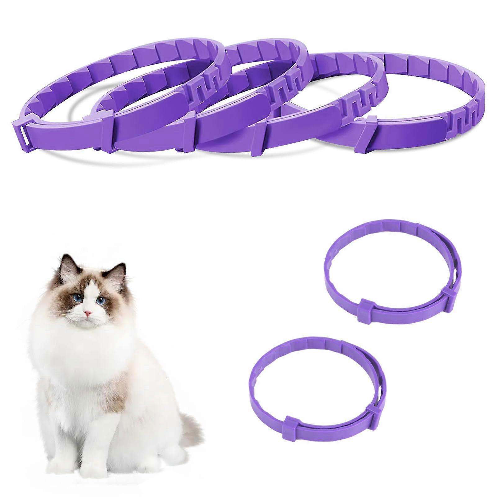 Soothing Collar for Cats Pheromone-Infused Adjustable Cat Collar 4-Piece Set A Waterproof Safe for Kittens Medium & Large