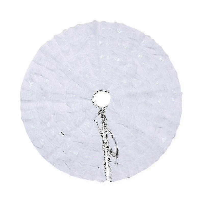 1pc 80cm Ruffled Lace Christmas Tree Skirt Cloth for Tree Base Decoration Apron Wrap in White Color