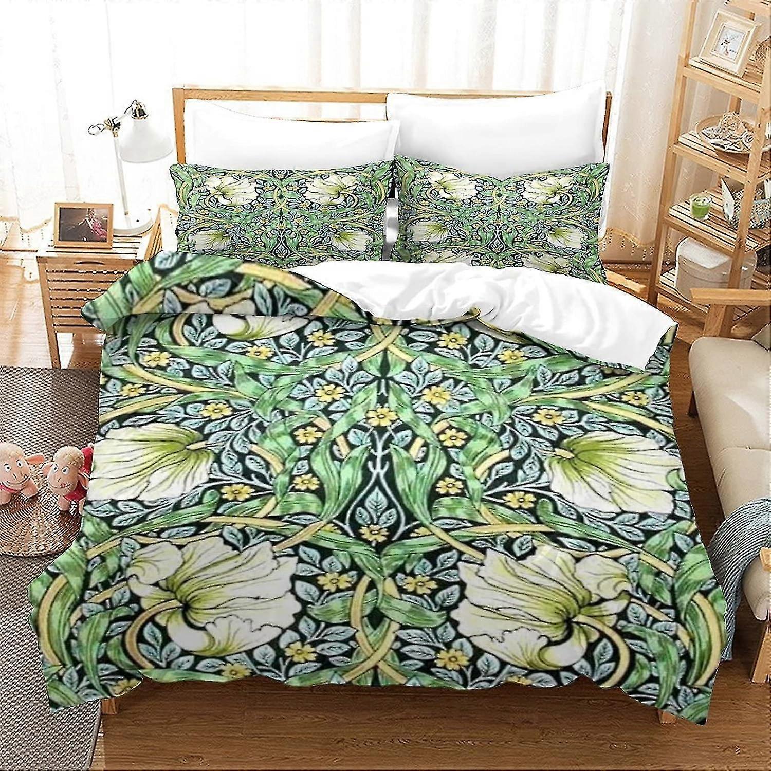 Duvet Cover Set with Floral Watercolour Pattern, Soft Microfiber Bedding Set with Zipper, Suitable for Certain Brand