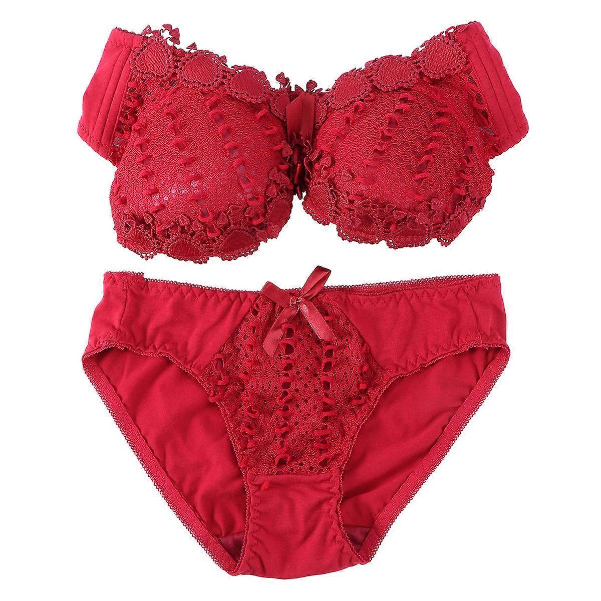 Adjustable Straps Set Bra Underwear Red 75B Fitted Wedding Night 1Set