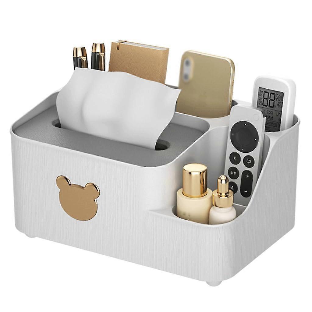 Remote Control Storage Box - Plastic Weave-Texture Desktop Organizer For Living Room, Multifunctional