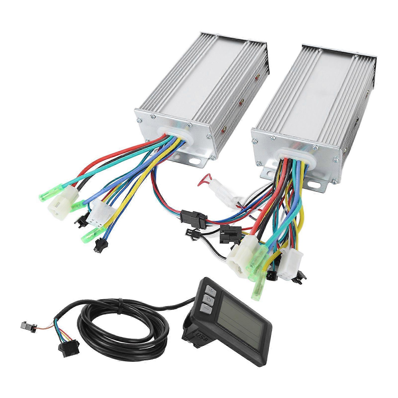500w Bike Dual Drive Controller Kit with Display Panel Electric Bicycle Conversion Kit for Electric Scooter 48V 60V YMQX)