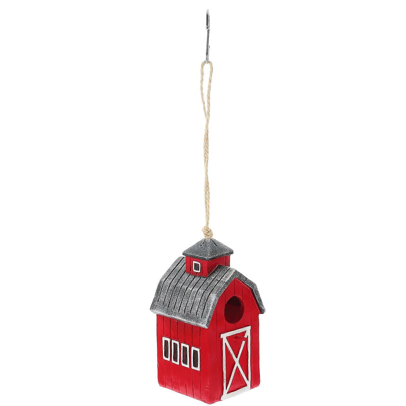 It sounds like you're describing or compiling a product listing for a **decorative birdhouse**, possibly made of **resin**, designed for outdoor use