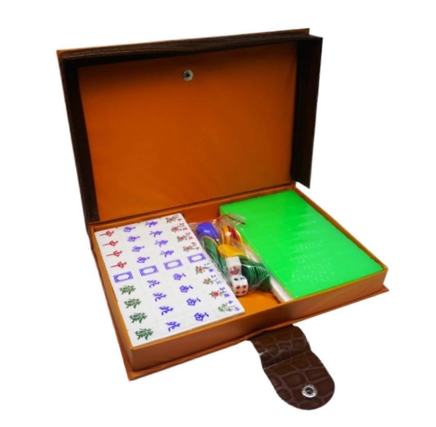 Mahjong Set, Mahjong Game Set, Classic Chinese Mahjong with 144 Engraved Tiles, Household Hand Mahjong with Box, Chinese Mahjong Green 23mm